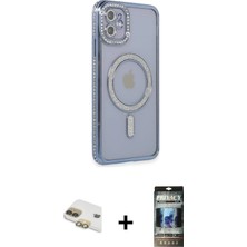 Cepte Toptan iPhone 11 Zirve Doku Prime - Siyah 34D Hayalet Izgaralı Cam + Gold Pers Alüminyum Kamera Lens