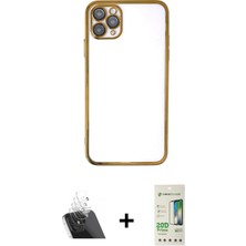 Cepte Toptan iPhone 11 Pro Max Vadi Minimal - Siyah 20D Premium Cam Ekran Koruyucu + Şeffaf Kamera Lens Koruma Cam