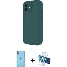 Cepte Toptan iPhone 11 Yankı Yansıma Özel Seri - Siyah 3D Antistatik Seramik Nano Ekran Koruyucu + Turuncu Neon Fosforlu Kamera Lens