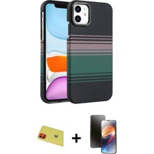 Cepte Toptan iPhone 11 Doruk Serisi - Siyah 3D Antistatik Mat Seramik Nano Ekran Koruyucu + Kırmızı Rainbow Kamera Lens Koruma Cam