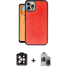 Cepte Toptan iPhone 15 Pro Max Kıvılcım Işık Serisi - Siyah Vanessa Magic Hayalet Cam + Turuncu Pvd Metal Kamera Lens