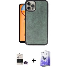 Cepte Toptan iPhone 14 Pro Max Kıvılcım Işık Serisi - Siyah Bilvis 5in1 5d Magic Hayalet Cam Ekran Koruyucu + Gold Bilvis Titan Kamera Lens