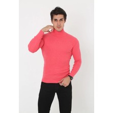 Velmora Fashion Erkek Fitilli Kaşkorse Kumaş Boğazlı Full Likralı Slimfit Body - Pembe