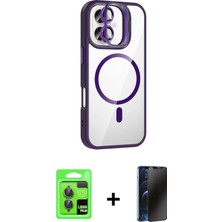 Cepte Toptan iPhone 17 Yadigar Asil Koleksiyonu - Siyah 3D Antistatik Hayalet Cam Ekran Koruyucu + Gri Raze Metal Kamera Lens