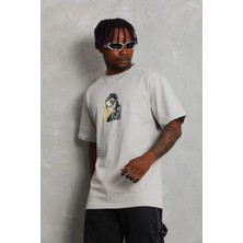 Velmora Fashion Erkek Baskılı T-Shirt Kısa Kol Bisiklet Yaka Regular Fit Tişört - Gri