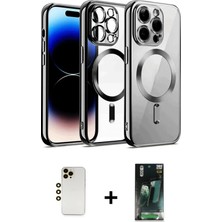 Cepte Toptan iPhone 12 Pro Nova Işık Özel Seri - Şeffaf 360 Full Body Arka Koruyucu + Gold Shine Kamera Lens