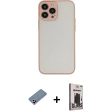 Cepte Toptan iPhone 13 Pro Max Ahenk Çizgi Serisi - Siyah Bilvis Hayalet Cam Ekran Koruyucu + Mor Metal Kamera Lens Koruma Cam