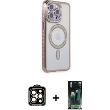 Cepte Toptan iPhone 15 Pro Max Zirve Doku Prime - Şeffaf 360 Full Body Arka Koruyucu + Turuncu Pvd Metal Kamera Lens