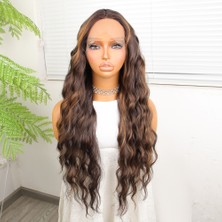 Nerm Kahverengi Balköpüğü Işıltılı Su Daalı Tül Peruk