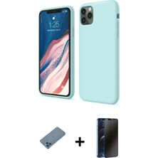 Cepte Toptan iPhone 11 Pro Kozmos Yansıma Özel Seri - Siyah 3D Antistatik Hayalet Cam Ekran Koruyucu + Mavi Shine Kamera Lens Koruma Cam