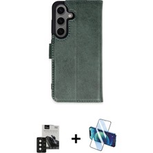 Cepte Toptan Galaxy S24 Siluet Işık Serisi - Siyah 3D Antistatik Cam Ekran Koruyucu + Siyah Pvd Metal Kamera Lens
