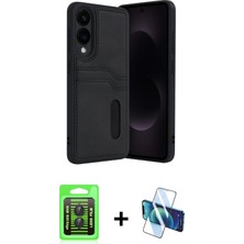 Cepte Toptan Galaxy S25 Edge Yörünge Işık Serisi - Siyah 3D Antistatik Seramik Nano Ekran Koruyucu + Siyah Raze Metal Kamera Lens