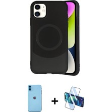 Cepte Toptan iPhone 11 Ufuk Serisi - Siyah 3D Antistatik Seramik Nano Ekran Koruyucu + Mavi Neon Fosforlu Kamera Lens