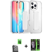 Cepte Toptan iPhone 16 Pro Nova Işık Koleksiyonu - Şeffaf 360 Full Body Arka Koruyucu + Siyah Raze Metal Kamera Lens