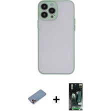Cepte Toptan iPhone 13 Pro Max Ahenk Çizgi Serisi - Şeffaf 360 Full Body Arka Koruyucu + Pembe Shine Kamera Lens Koruma Cam