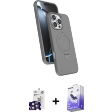 Cepte Toptan iPhone 16 Pro Max Iz Işık Koleksiyonu - Siyah Bilvis 5in1 5d Magic Hayalet Cam Ekran Koruyucu + Titanyum Gri Bilvis Titan Kamera Lens