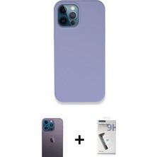Cepte Toptan iPhone 12 Pro Zirve Modern Özel Seri - Şeffaf Uv Polymer Nano Ekran Koruyucu + Mavi Neon Fosforlu Kamera Lens