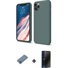 Cepte Toptan iPhone 11 Pro Kozmos Yansıma Özel Seri - Siyah 3D Antistatik Hayalet Cam Ekran Koruyucu + Mavi Shine Kamera Lens Koruma Cam