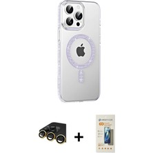 Cepte Toptan iPhone 14 Pro Max Yörünge Koleksiyonu - Siyah 6d Mat Seramik Hayalet Nano Ekran Koruyucu + Gold Raze Metal Kamera Lens