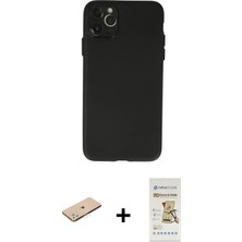 Cepte Toptan iPhone 11 Pro Max Atlas Minimal Prime - Siyah Mat Seramik Nano Ekran Koruyucu + Yeşil Renkli Kamera Lens Koruma Cam