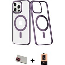 Cepte Toptan iPhone 13 Pro Max Yörünge Minimal - Şeffaf Maxco Cam Ekran Koruyucu + Kırmızı Rainbow Kamera Lens Koruma Cam