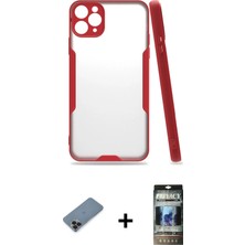 Cepte Toptan iPhone 11 Pro Max Atlas Asil Serisi - Siyah 34D Hayalet Izgaralı Cam + Siyah Metal Kamera Lens Koruma Cam