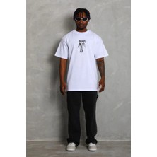 Velmora Fashion Erkek Baskılı T-Shirt Kısa Kol Bisiklet Yaka Regular Fit Tişört - Beyaz