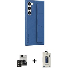 Cepte Toptan Galaxy S24 Vadi Asil Serisi - Siyah Bilvis Hayalet Cam Ekran Koruyucu + Titan Gri Pvd Metal Kamera Lens