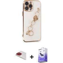 Cepte Toptan iPhone 13 Pro Max Nova Işık Prime - Siyah Bilvis 5in1 5d Magic Hayalet Cam Ekran Koruyucu + Kırmızı Pers Alüminyum Kamera Lens