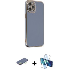 Cepte Toptan iPhone 12 Pro Yankı Serisi - Siyah 3D Antistatik Seramik Nano Ekran Koruyucu + Yeşil Renkli Kamera Lens Koruma Cam