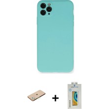 Cepte Toptan iPhone 11 Pro Max Ahenk Serisi - Siyah Polymer Nano Ekran Koruyucu + Yeşil Renkli Kamera Lens Koruma Cam