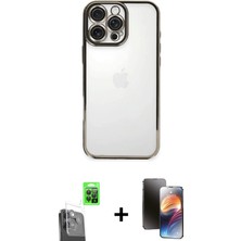 Cepte Toptan iPhone 16 Pro Max Vadi Minimal - Siyah 3D Antistatik Mat Seramik Nano Ekran Koruyucu + Siyah Raze Metal Kamera Lens