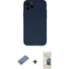 Cepte Toptan iPhone 11 Pro Ahenk Serisi - Siyah 6d Mat Seramik Hayalet Nano Ekran Koruyucu + Gümüş Shine Kamera Lens Koruma Cam