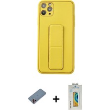 Cepte Toptan iPhone 11 Pro Max Akış Doku - Siyah Polymer Nano Ekran Koruyucu + Pembe Shine Kamera Lens Koruma Cam