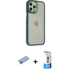 Cepte Toptan iPhone 12 Pro Max Eksen Doku Prime - Siyah 5d Eko Cam Ekran Koruyucu + Mavi Shine Kamera Lens Koruma Cam