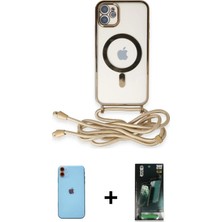 Cepte Toptan iPhone 11 Eksen Özel Seri - Siyah 360 Mat Full Body Arka Koruyucu + Turuncu Neon Fosforlu Kamera Lens