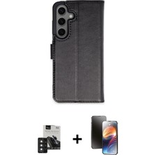 Cepte Toptan Galaxy S24 Siluet Işık Serisi - Siyah 3D Antistatik Mat Seramik Nano Ekran Koruyucu + Derin Mor Pvd Metal Kamera Lens
