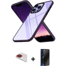 Cepte Toptan iPhone 13 Pro Max Nova Işık Serisi - Siyah 3D Antistatik Hayalet Cam Ekran Koruyucu + Kırmızı Pers Alüminyum Kamera Lens