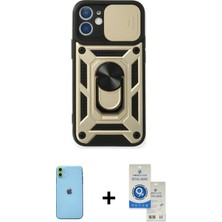 Cepte Toptan iPhone 11 Ahenk Klasik - Şeffaf Royal Nano Ekran Koruyucu + Yeşil Neon Fosforlu Kamera Lens