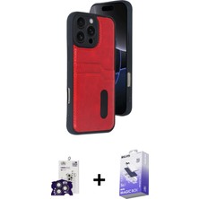 Cepte Toptan iPhone 16 Pro Max Yörünge Işık Serisi - Siyah Bilvis 5in1 5d Magic Hayalet Cam Ekran Koruyucu + Titanyum Gri Bilvis Titan Kamera Lens