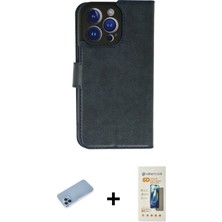 Cepte Toptan iPhone 13 Pro Max Siluet Işık Serisi - Siyah 6d Mat Seramik Hayalet Nano Ekran Koruyucu + Mavi Shine Kamera Lens Koruma Cam