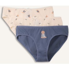 DeFacto Baskılı Penye 3'lü Slip Külot Kız Çocuk H0814A826SP