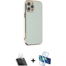 Cepte Toptan iPhone 12 Pro Yankı Serisi - Siyah 3D Antistatik Seramik Nano Ekran Koruyucu + Şeffaf Kamera Lens Koruma Cam