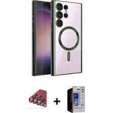 Cepte Toptan Galaxy S23 Ultra Nova Işık Özel Seri - Siyah Durable Full Glue Curved Hayalet Cam + Kırmızı Valdez Metal Kamera Lens