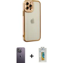 Cepte Toptan iPhone 12 Pro Çekirdek Klasik Serisi - Siyah Polymer Nano Ekran Koruyucu + Beyaz Neon Fosforlu Kamera Lens