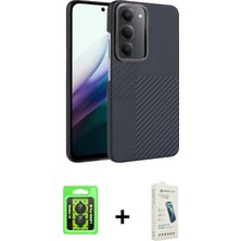 Cepte Toptan Redmi 15 4g Doruk Serisi - Şeffaf Pasifik Cam Ekran Koruyucu + Siyah Raze Metal Kamera Lens