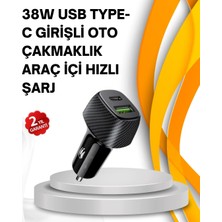 Uslucan Alışveriş Kompakt Tasarımlı Type-C + USB Girişli Araç Şarj Başlığı