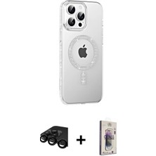 Cepte Toptan iPhone 15 Pro Yörünge Koleksiyonu - Siyah Bilvis 3D Cam Ekran Koruyucu + Siyah Raze Metal Kamera Lens