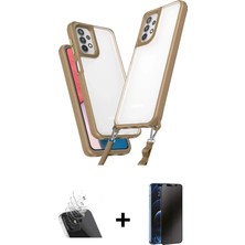 Cepte Toptan Galaxy A23 4g Ufuk Klasik - Siyah 3D Antistatik Hayalet Cam Ekran Koruyucu + Şeffaf Kamera Lens Koruma Cam