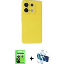 Cepte Toptan Redmi Note 13 Pro 5g Ahenk Serisi - Siyah 3D Antistatik Cam Ekran Koruyucu + Gümüş Raze Metal Kamera Lens